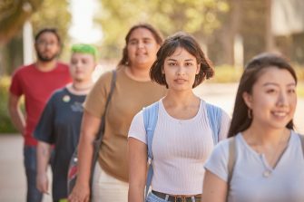 Students walking outside the Red Center, UNSW Kensignton.