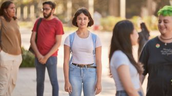 Students walking outside the Red Center, UNSW Kensignton.