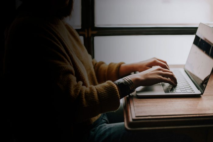 Abstract photo of person typing