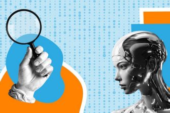 AI and Human Intelligence Conceptual Collage