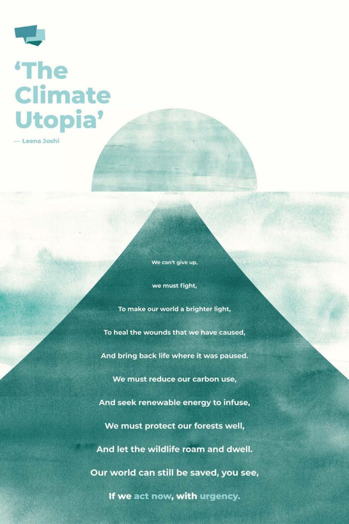 Exhibition poster of 'The Climate Utopia' slam poem 