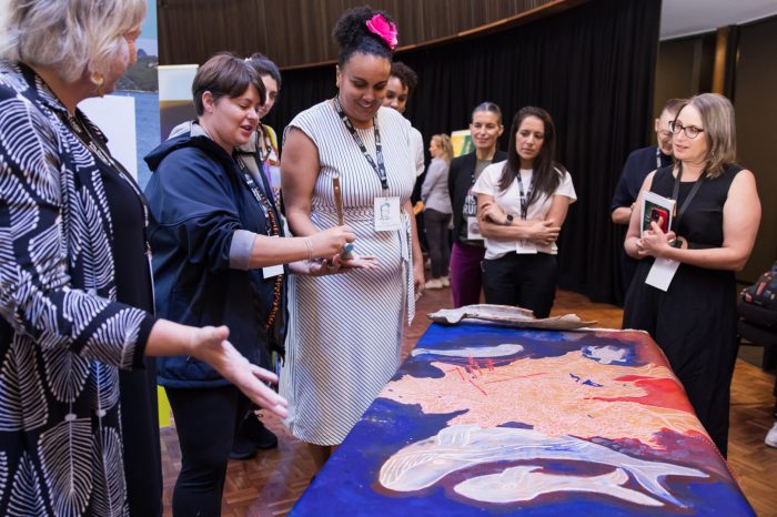 Guests at the Massive Action Sydney Unconvention interacting with B. Hardy and the Caring for Country Leave project team