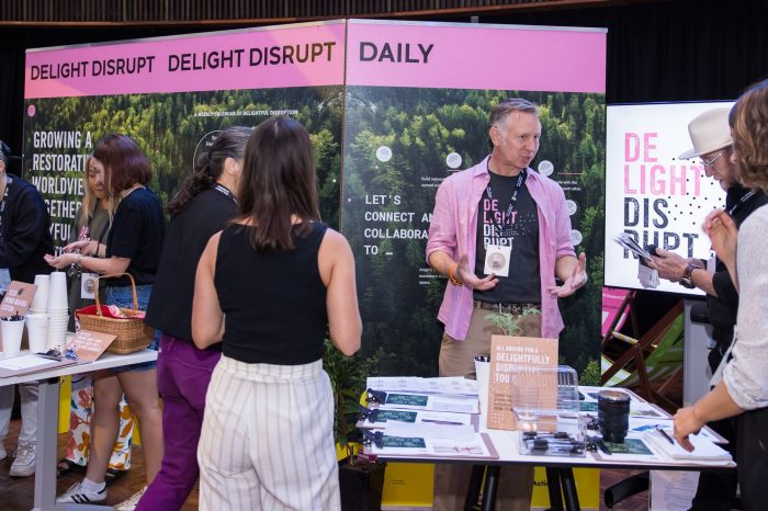 Guests at the Massive Action Sydney Unconvention interacting with the (Daily) Delight~Disrupt project team