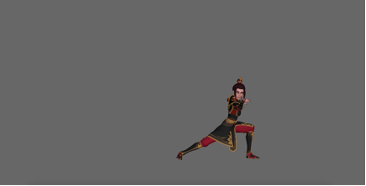 Frame from Azula Practicing Kata animation by Bachelor of Computer Science / Media Arts student Chloe Wong