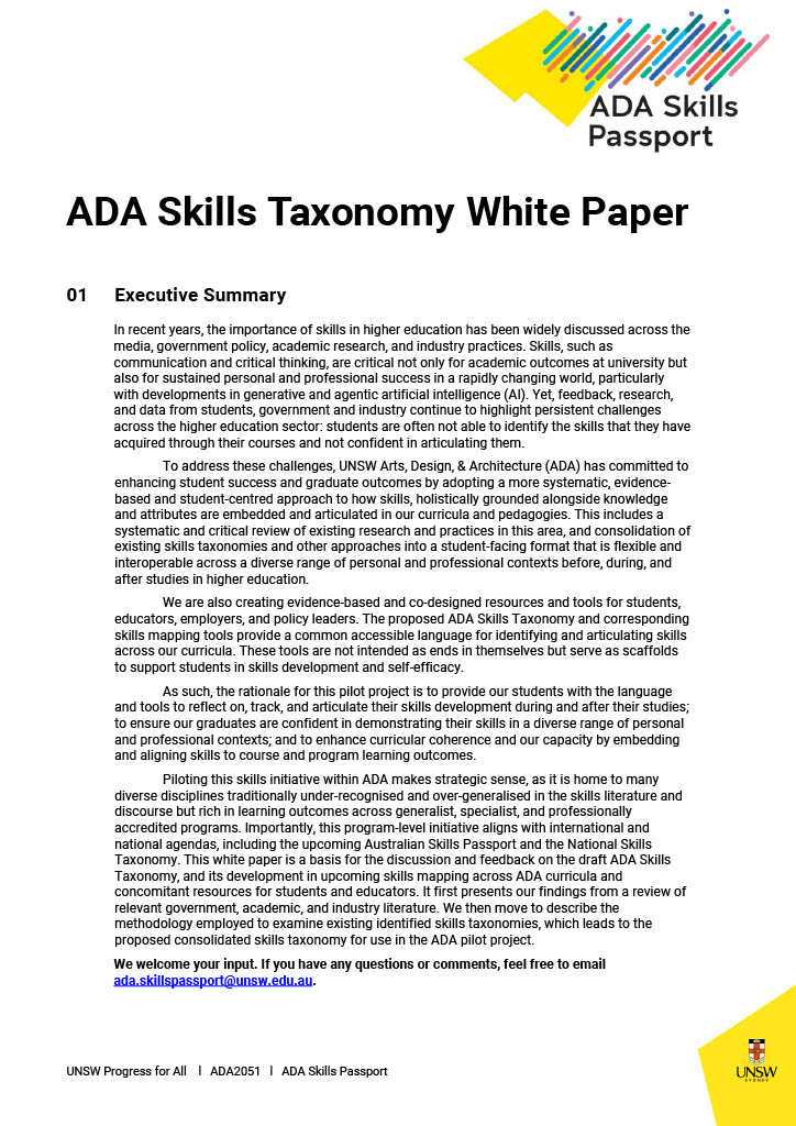 ADA Skills Taxonomy White Paper