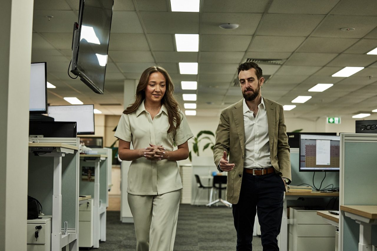 Joe Taylor walking in office