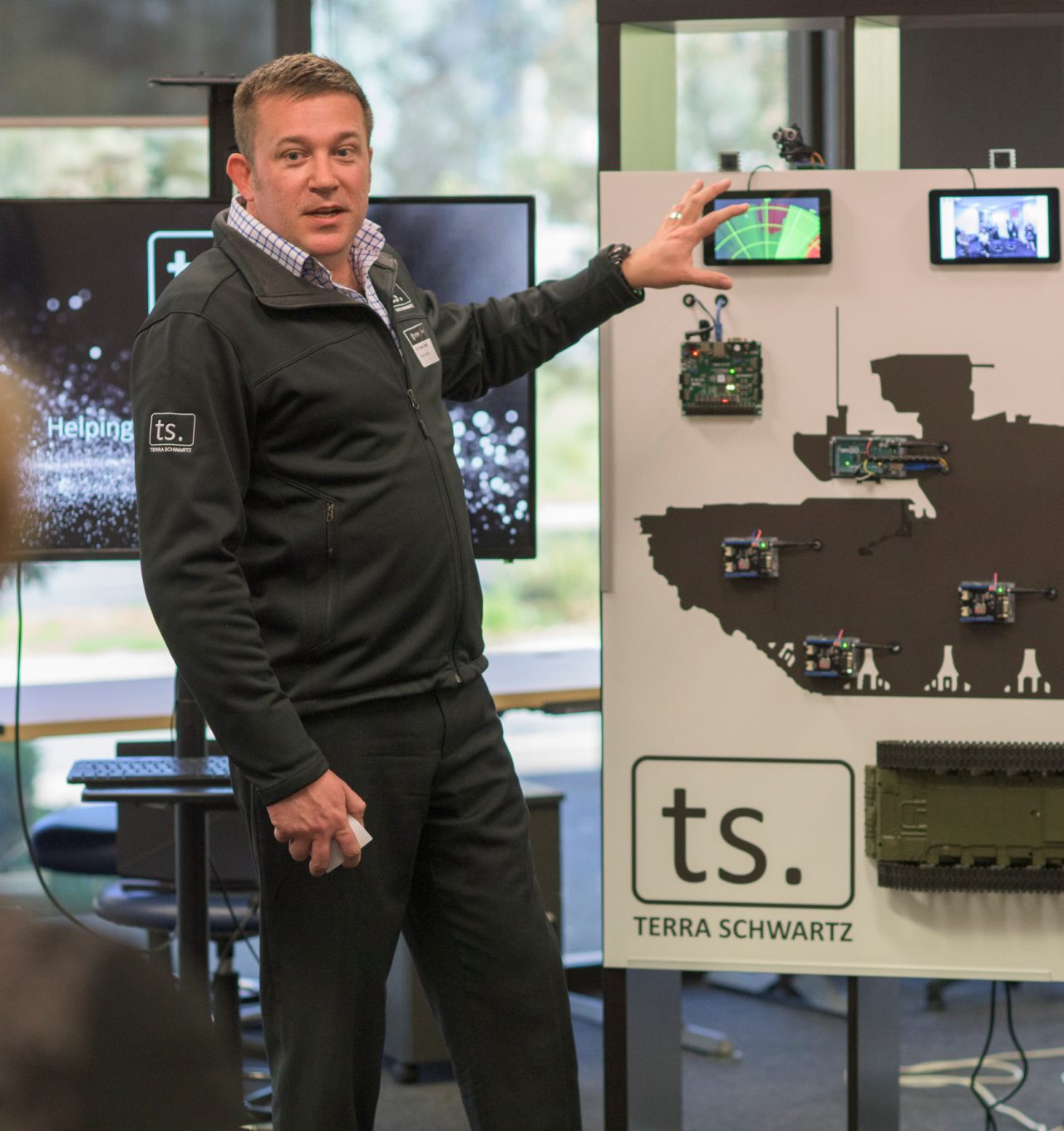 Collaborators from UNSW Canberra Launch on Northbourne demonstrate their ideas to industry during a showcase at the facilities' Northbourne Avenue hub.