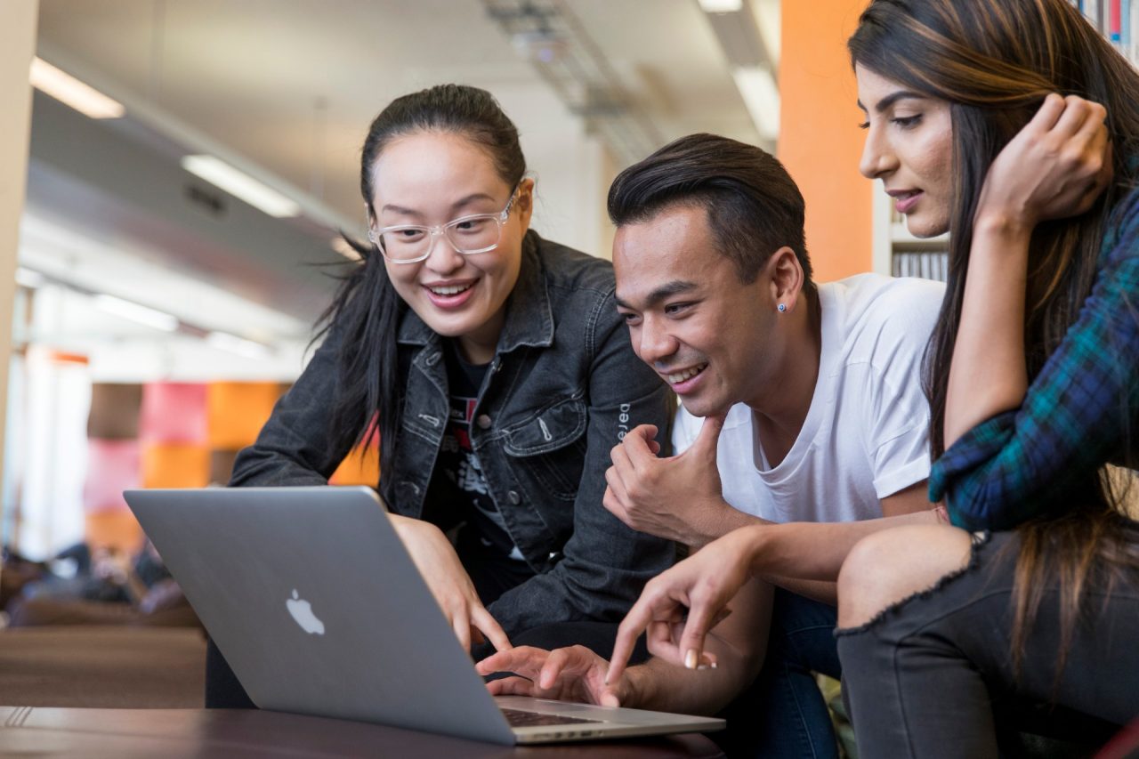 Students studying on laptop