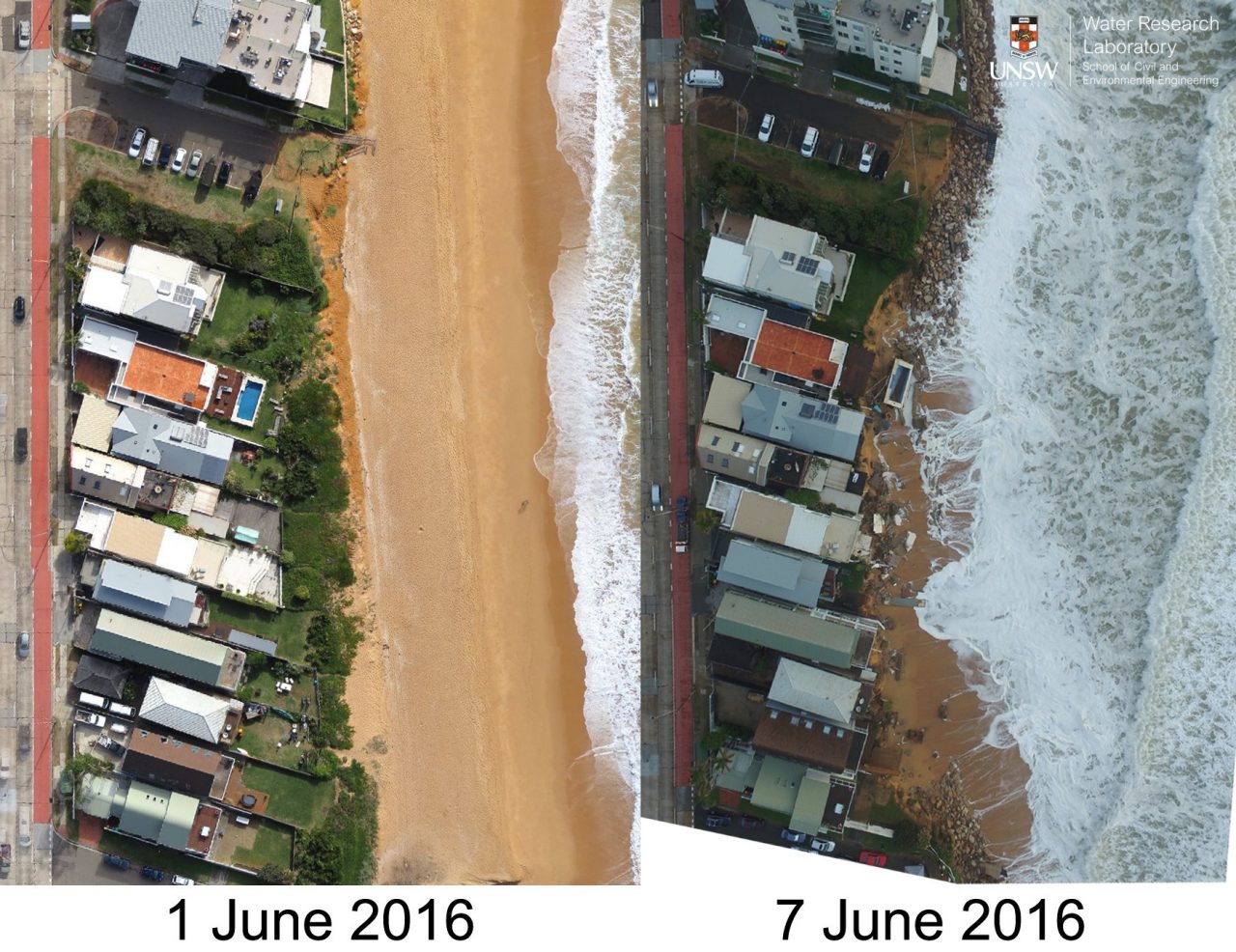 Collaroy beach before and after 2016 superstorm