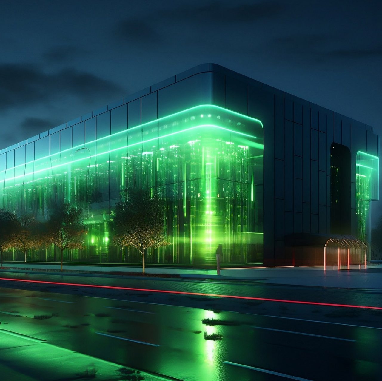 Futuristic data centre powered by renewable energy