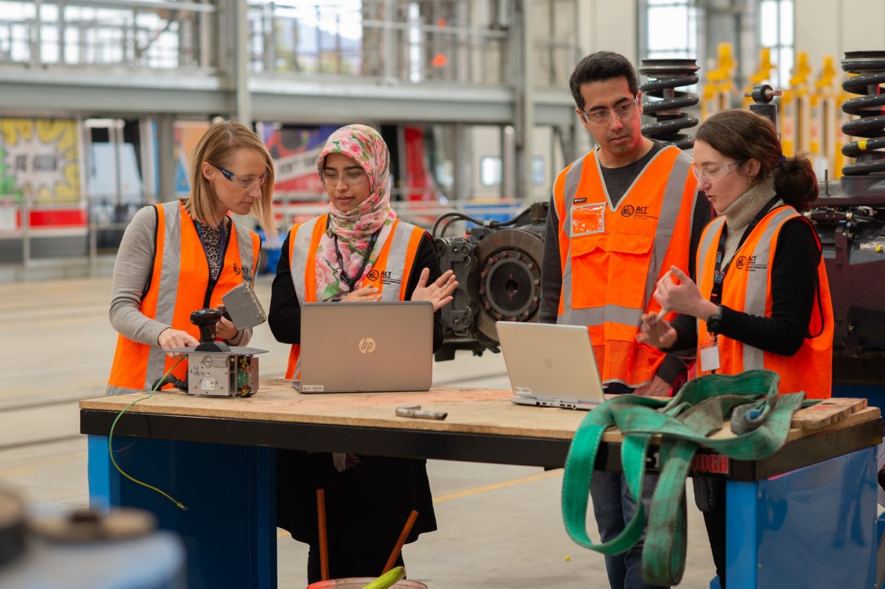 Students talking and laughing at UNSW.