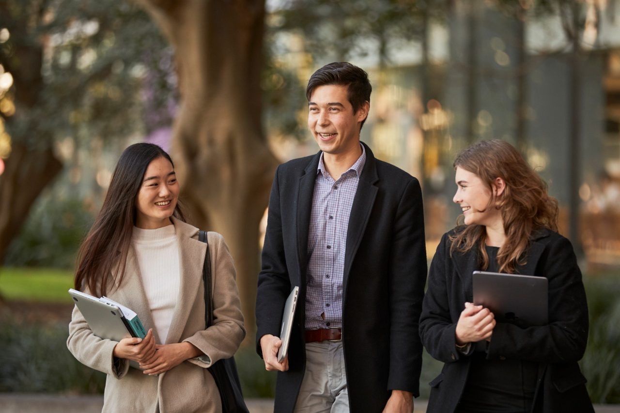 Students talking and laughing at UNSW.